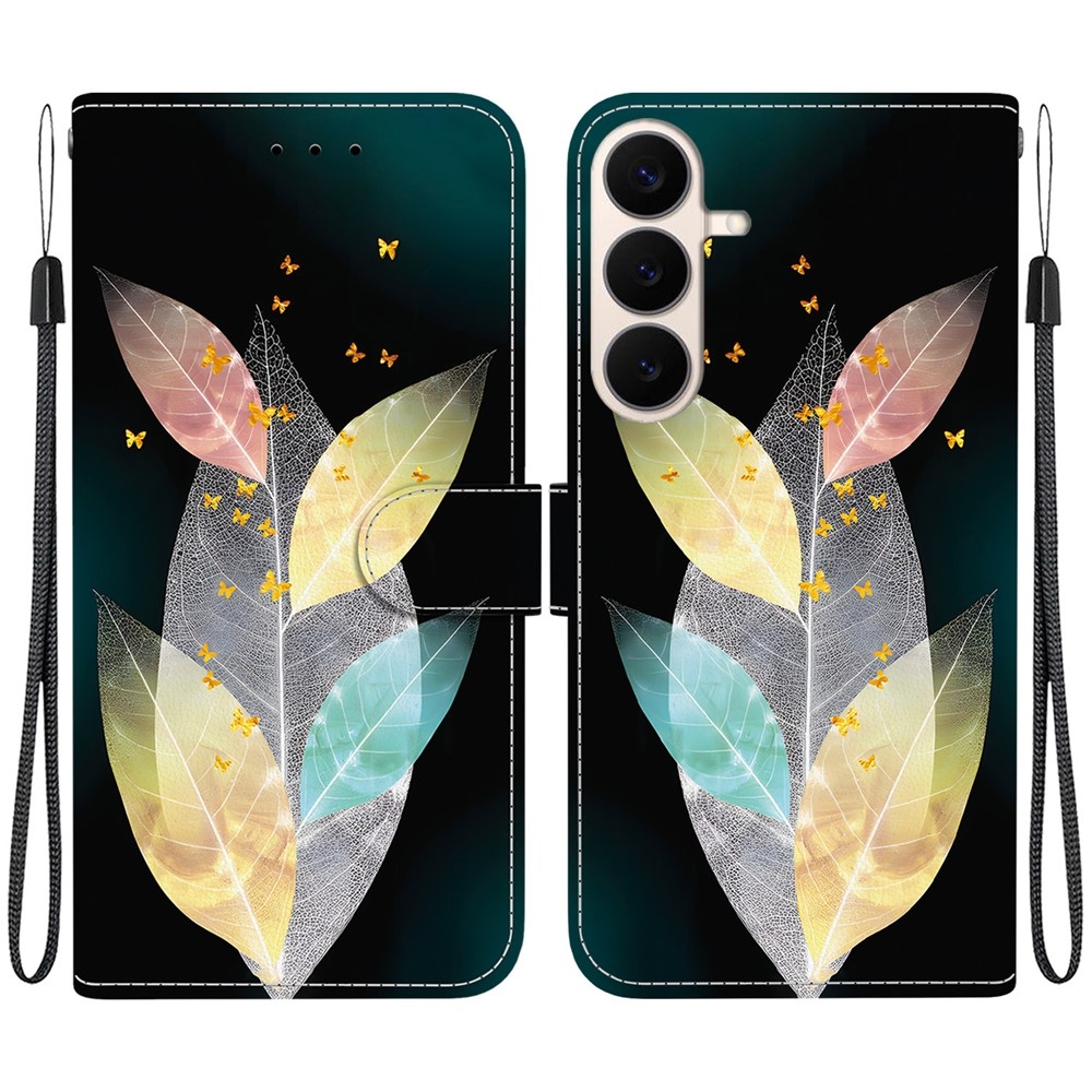Versatile knížkové pouzdro na Samsung Galaxy S26 FE - barevné listy