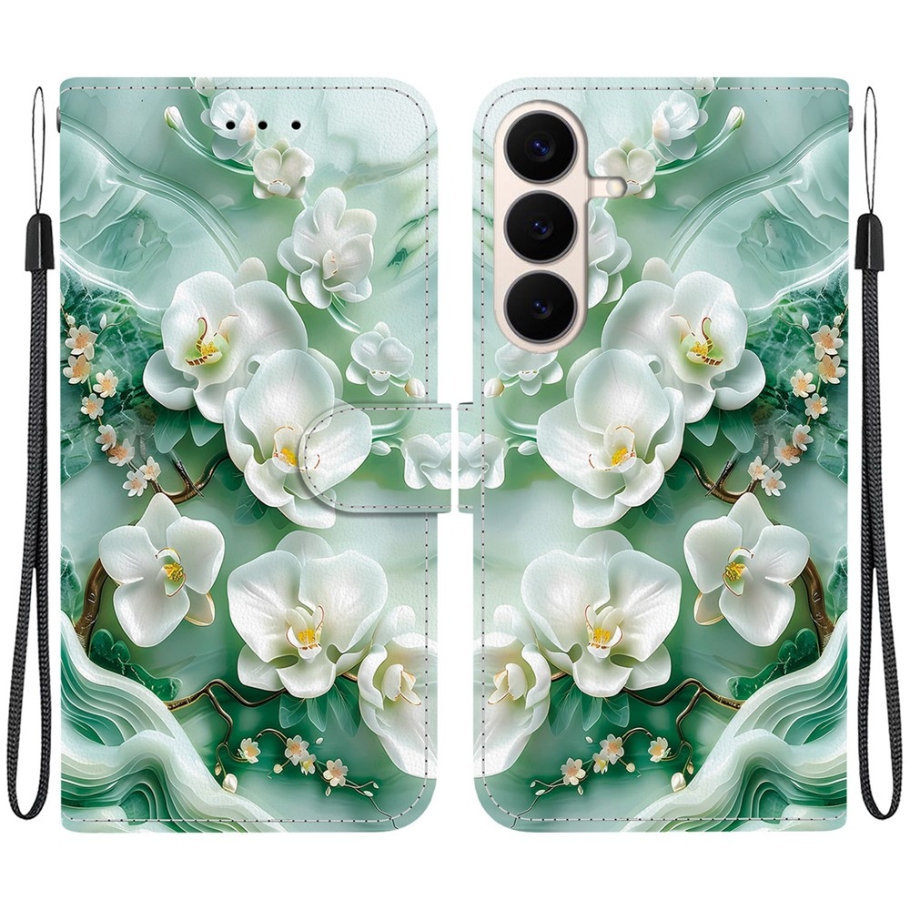 Versatile knížkové pouzdro na Samsung Galaxy S26 FE - bílé květy