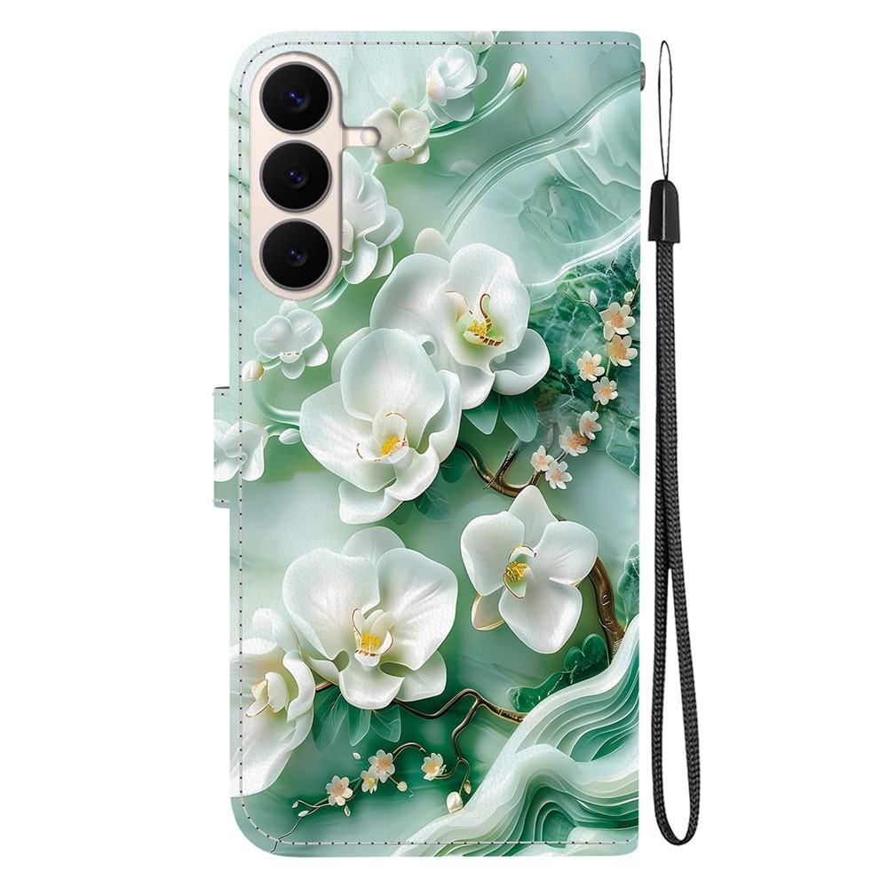 Versatile knížkové pouzdro na Samsung Galaxy S26 FE - bílé květy
