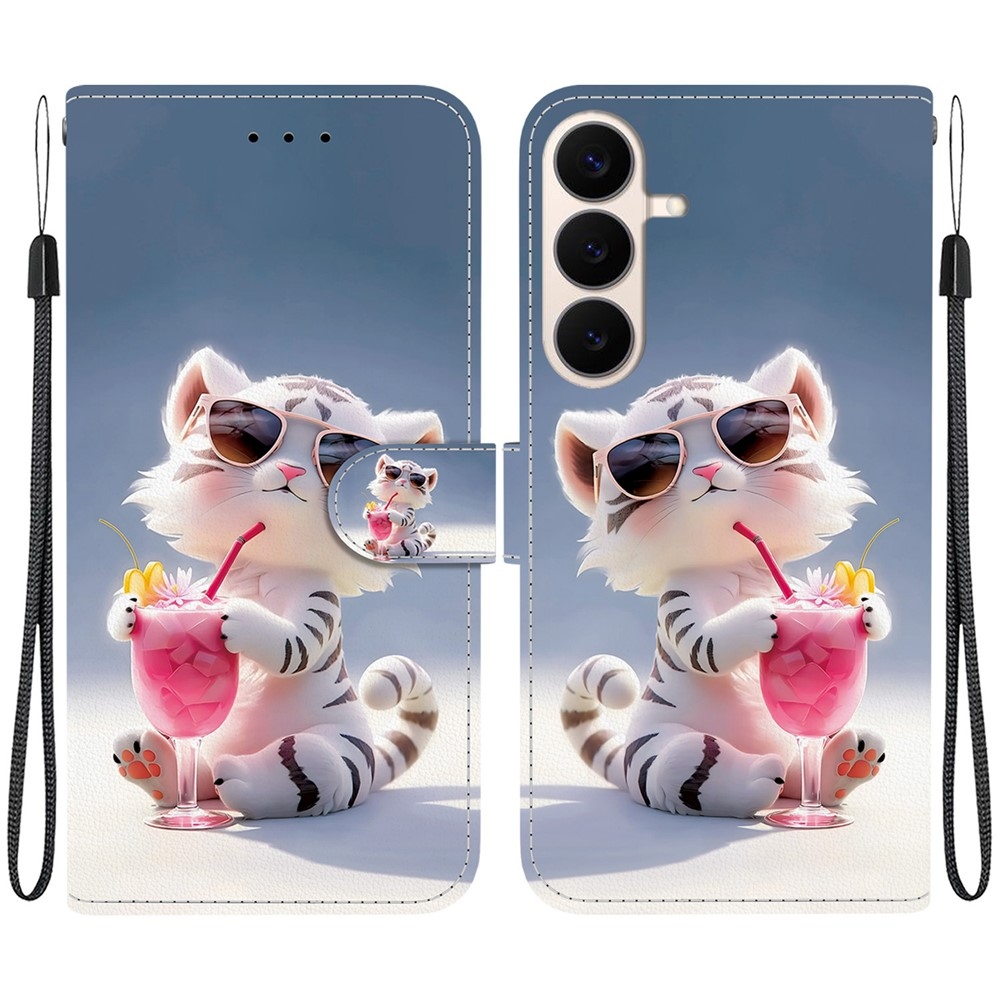 Versatile knížkové pouzdro na Samsung Galaxy S26 FE - bílý tygřík
