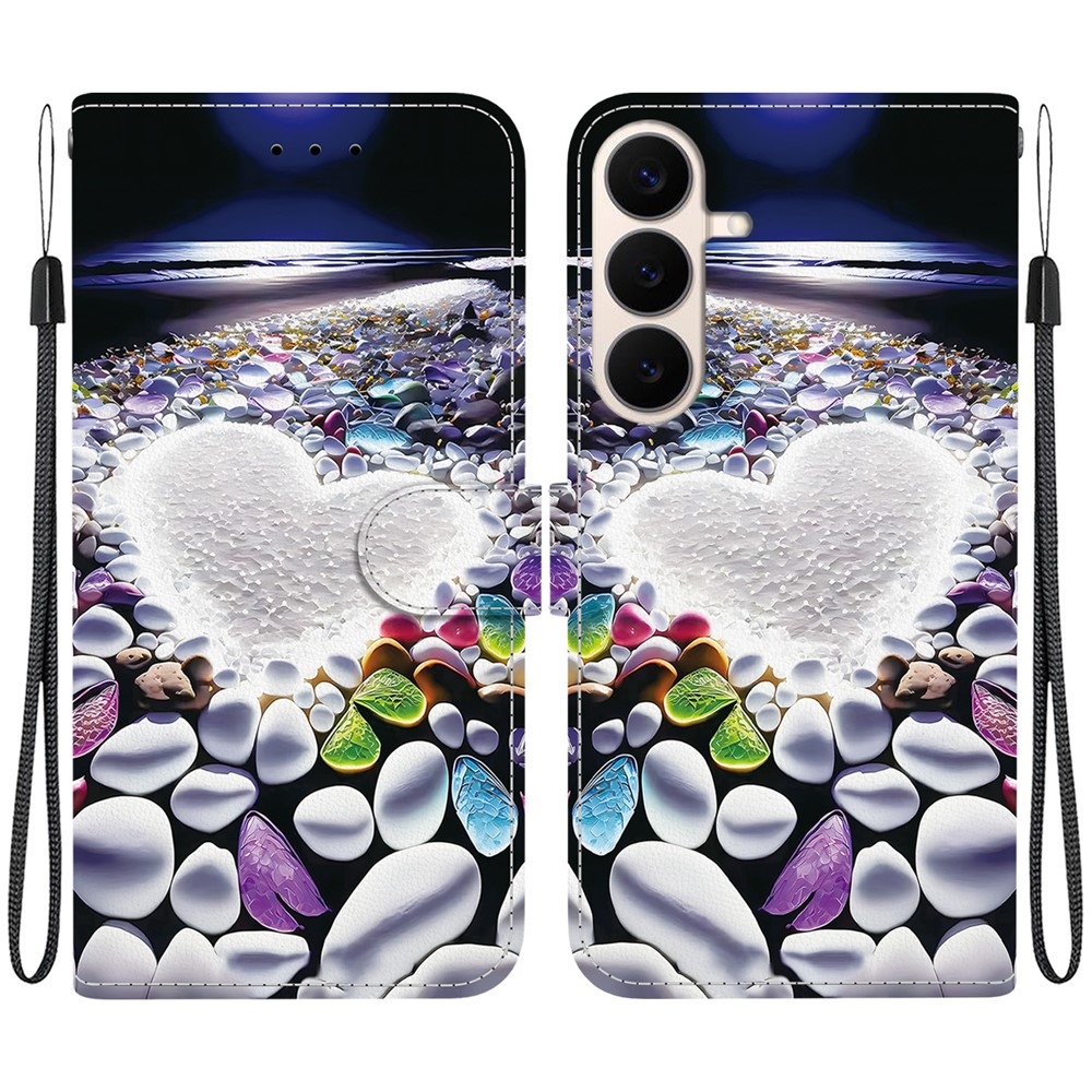 Versatile knížkové pouzdro na Samsung Galaxy S26 FE - srdce a kamínky