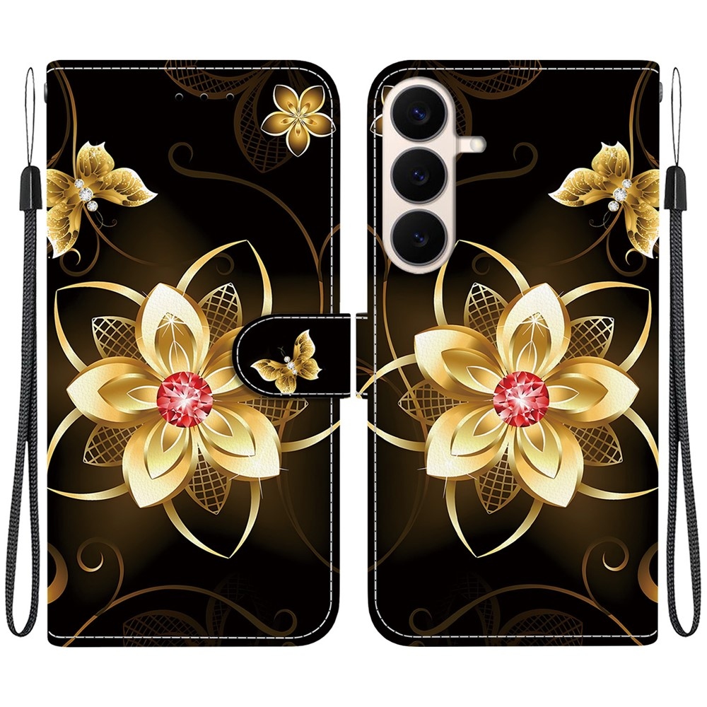 Versatile knížkové pouzdro na Samsung Galaxy S26 FE - zlatý květ