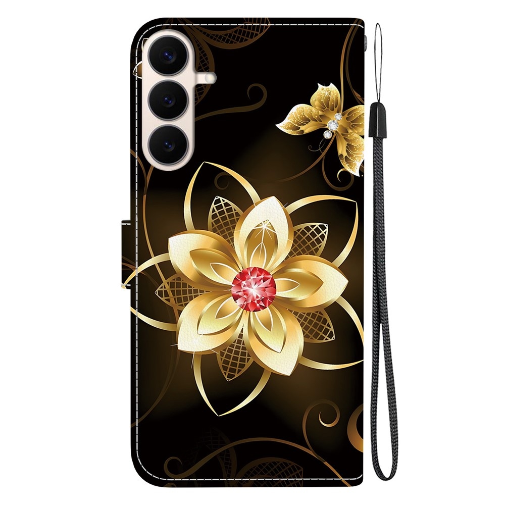 Versatile knížkové pouzdro na Samsung Galaxy S26 FE - zlatý květ