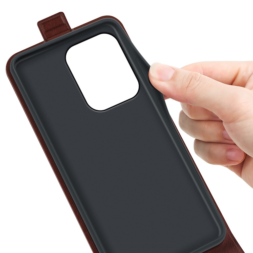 Vertical knížkové pouzdro na Xiaomi Redmi 17 4G/5G - hnědé