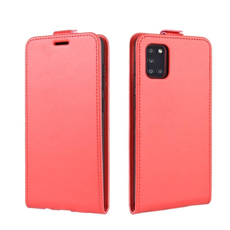 Vertical PU kožené flipové pouzdro na mobil Samsung Galaxy A31 - červené