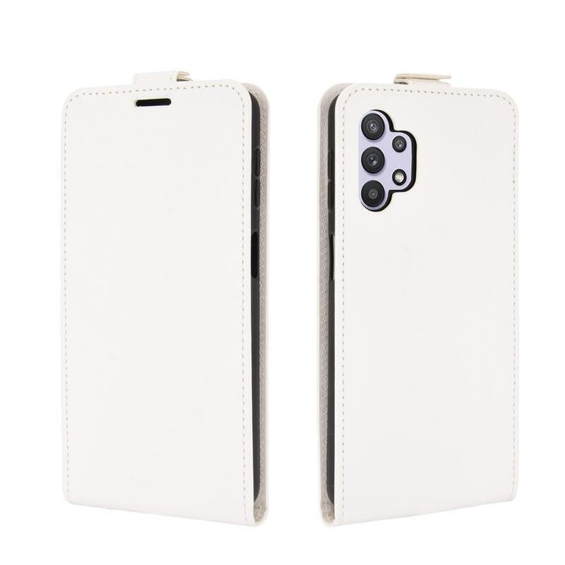 Vertical PU kožené flipové pouzdro na mobil Samsung Galaxy A32 5G - bílé