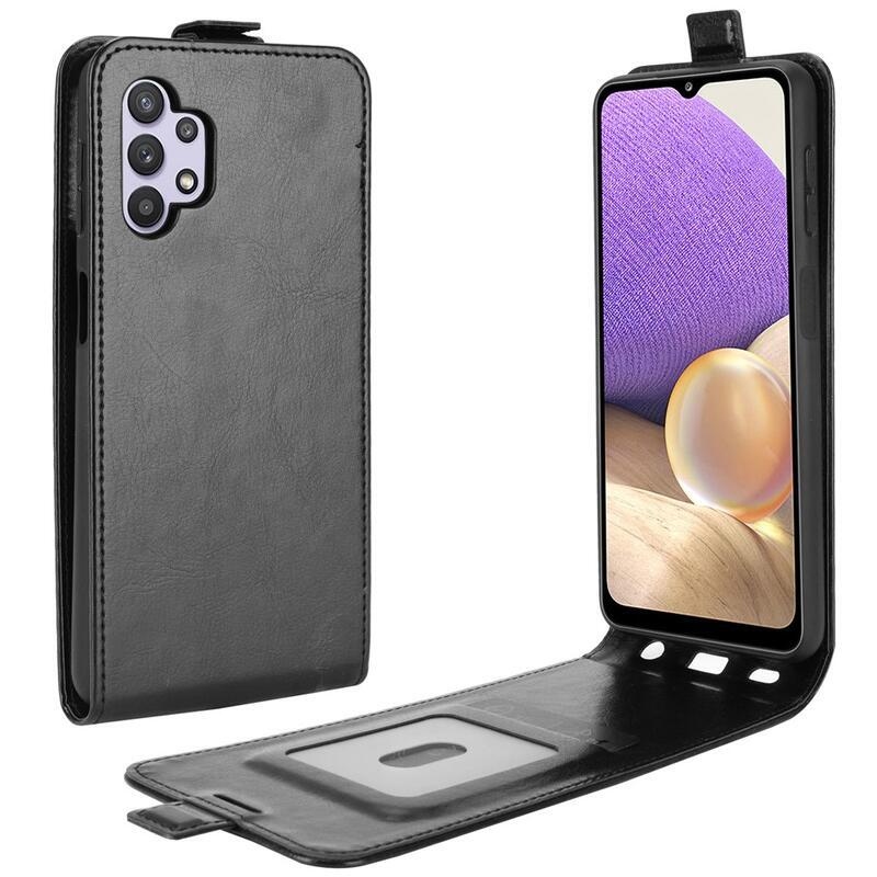 Vertical PU kožené flipové pouzdro na mobil Samsung Galaxy A32 5G - černé