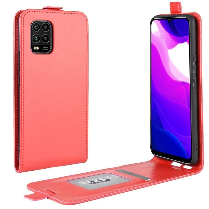 Vertical PU kožené flipové pouzdro na mobil Xiaomi Mi 10 Lite - červené