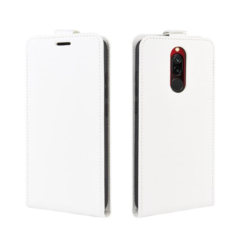 Vertical PU kožené flipové pouzdro na mobil Xiaomi Redmi 8 - bílé