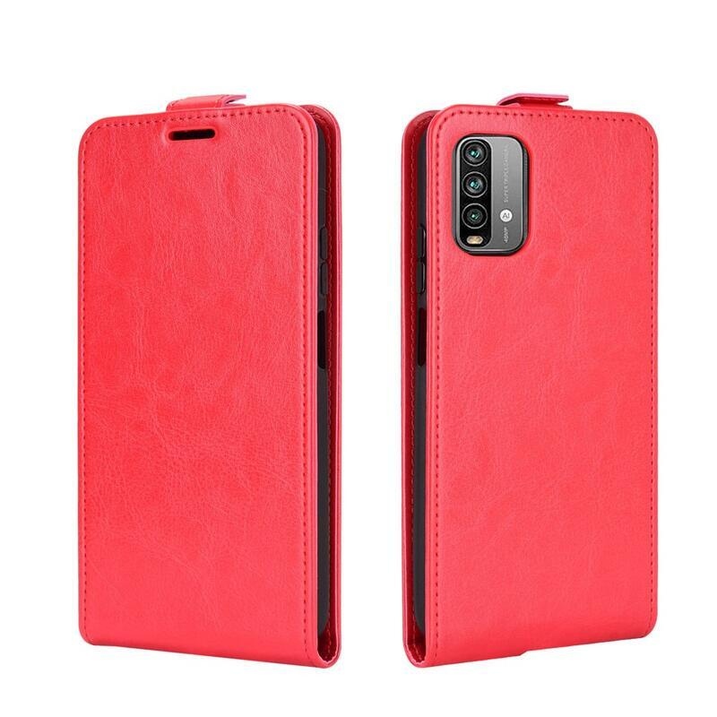 Vertical PU kožené flipové pouzdro na mobil Xiaomi Redmi 9T/Poco M3 - červené