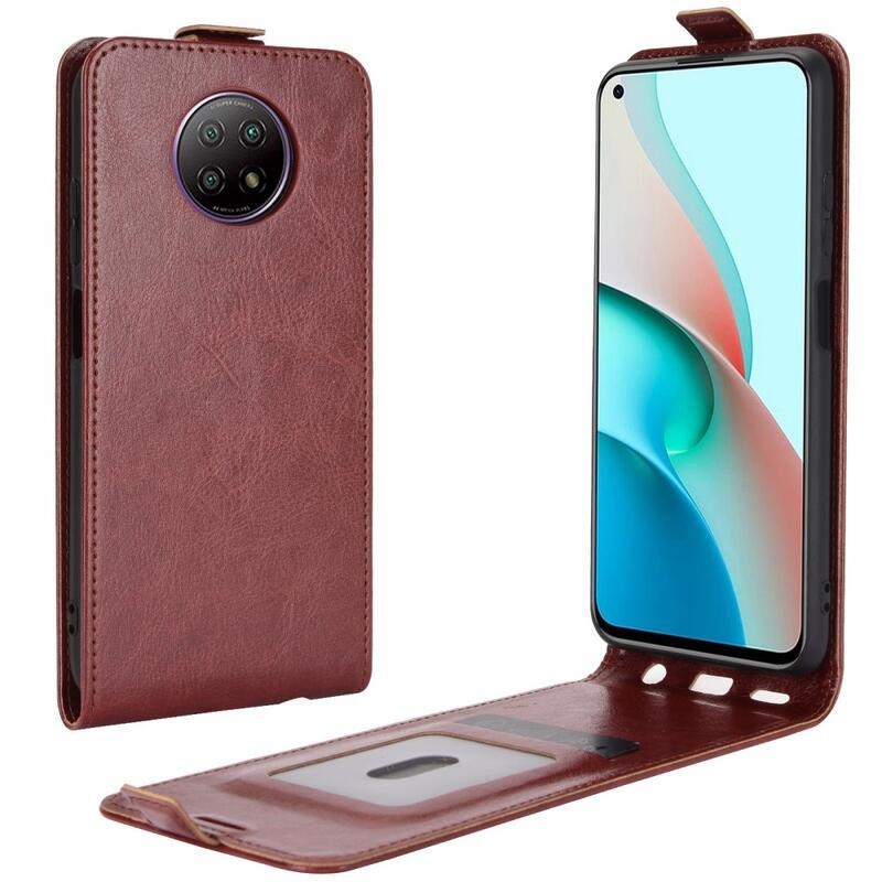 Vertical PU kožené flipové pouzdro na mobil Xiaomi Redmi Note 9T 5G - hnědé
