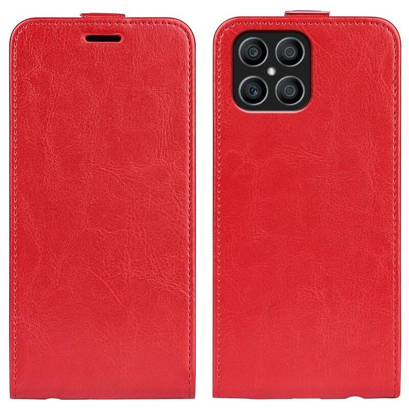 Vertical PU kožené peněženkové pouzdro na mobil Honor X8 - červené