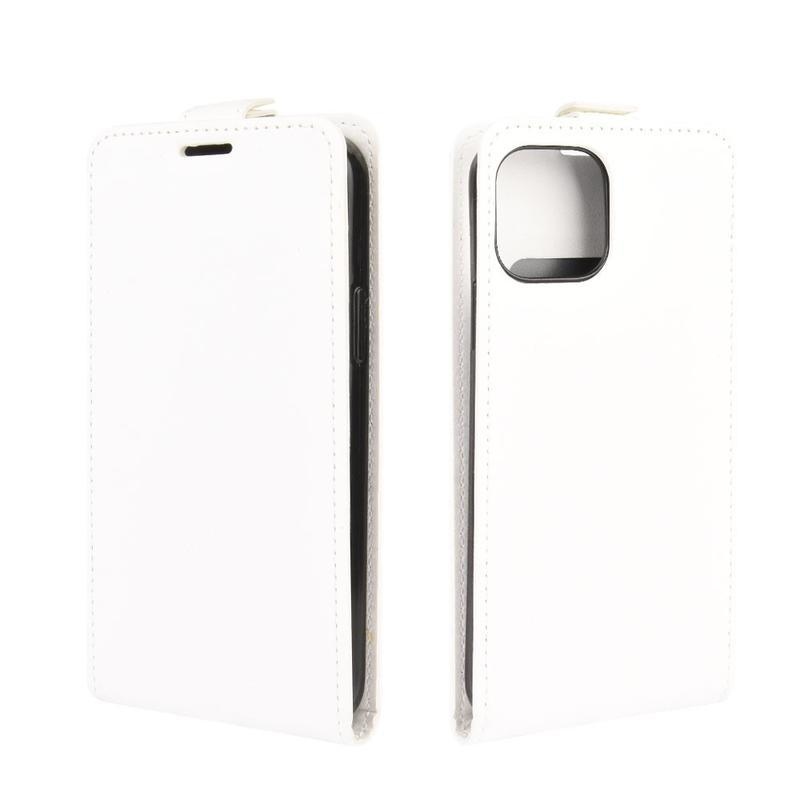Vertical PU kožené peněženkové pouzdro na mobil iPhone 12 mini - bílé