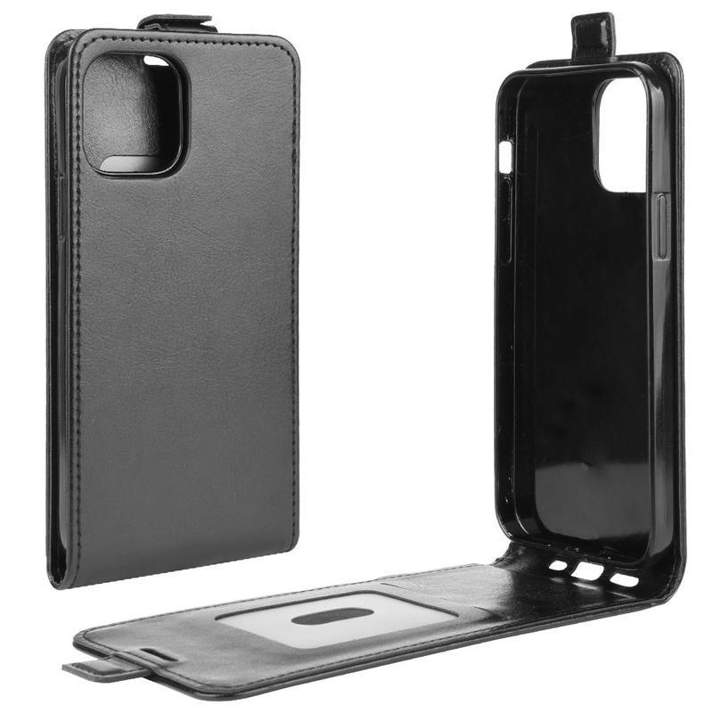 Vertical PU kožené peněženkové pouzdro na mobil iPhone 12 mini - černé