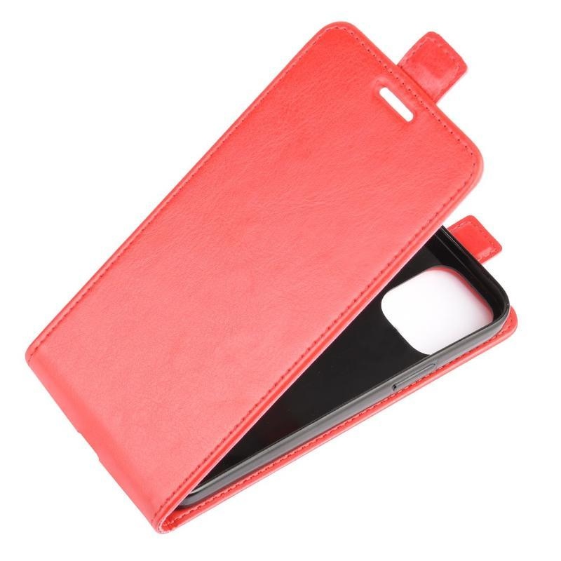 Vertical PU kožené peněženkové pouzdro na mobil iPhone 12 mini - červené