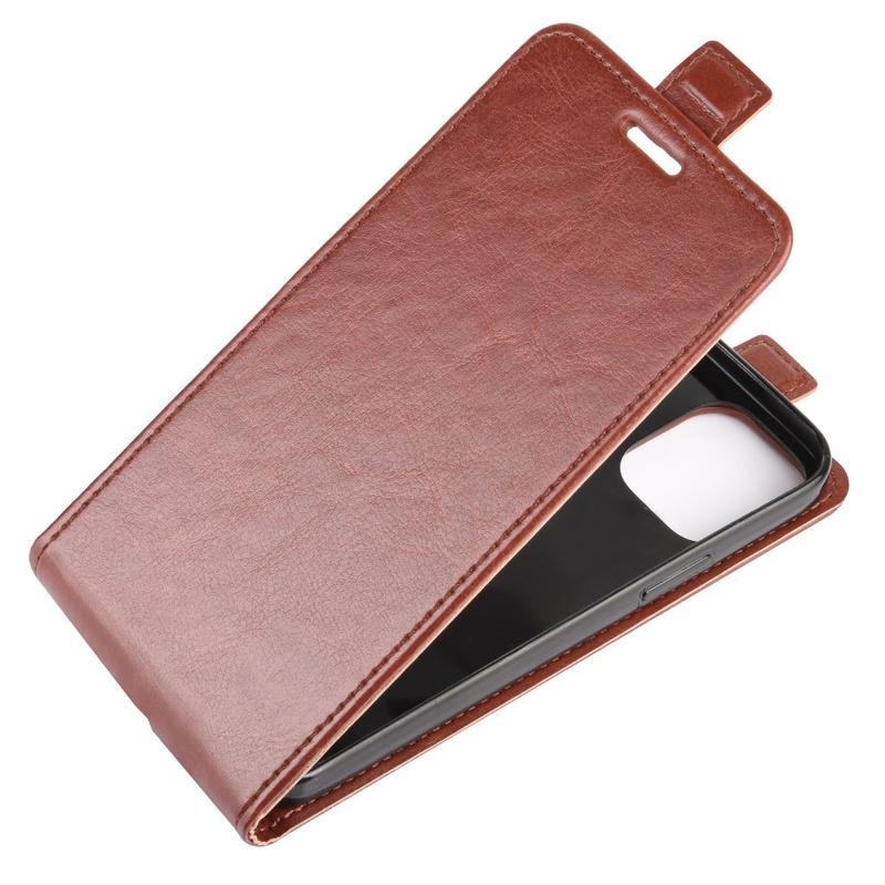 Vertical PU kožené peněženkové pouzdro na mobil iPhone 12 mini - hnědé
