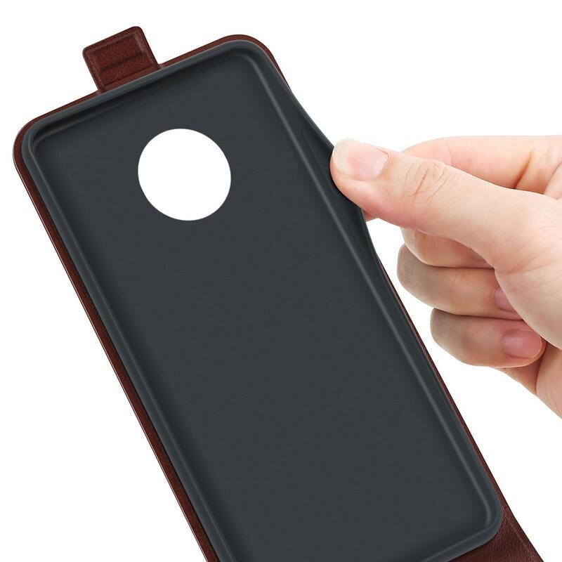 Vertical PU kožené peněženkové pouzdro na mobil Nokia G50 - hnědé