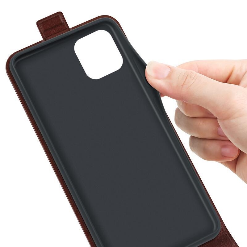 Vertical PU kožené peněženkové pouzdro na mobil Samsung Galaxy A03 - hnědé