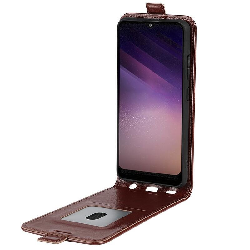 Vertical PU kožené peněženkové pouzdro na mobil Samsung Galaxy A03 - hnědé