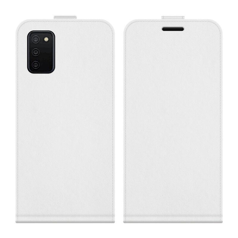 Vertical PU kožené peněženkové pouzdro na mobil Samsung Galaxy A03s (166.6 x 75.9 x 9.1mm) - bílé
