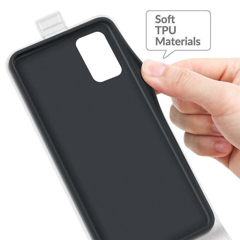Vertical PU kožené peněženkové pouzdro na mobil Samsung Galaxy A03s (166.6 x 75.9 x 9.1mm) - bílé