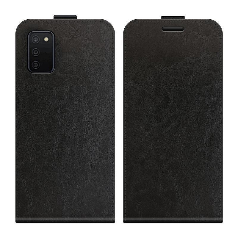 Vertical PU kožené peněženkové pouzdro na mobil Samsung Galaxy A03s (166.6 x 75.9 x 9.1mm) - černé