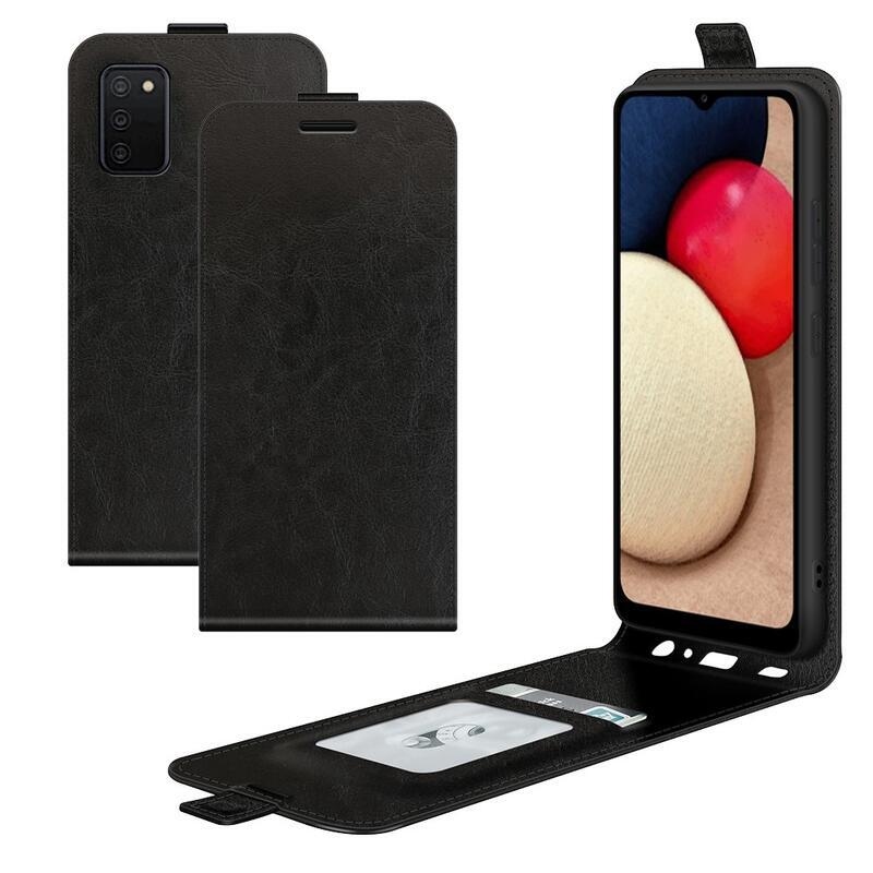 Vertical PU kožené peněženkové pouzdro na mobil Samsung Galaxy A03s (166.6 x 75.9 x 9.1mm) - černé