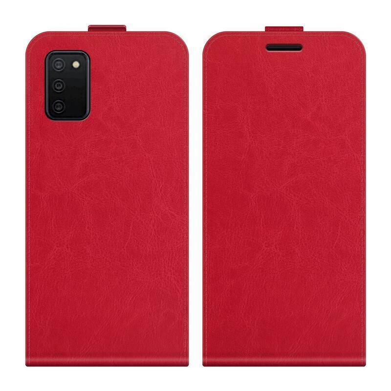 Vertical PU kožené peněženkové pouzdro na mobil Samsung Galaxy A03s (166.6 x 75.9 x 9.1mm) - červené