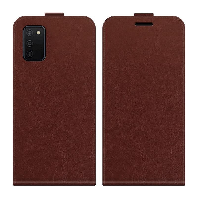 Vertical PU kožené peněženkové pouzdro na mobil Samsung Galaxy A03s (166.6 x 75.9 x 9.1mm) - hnědé