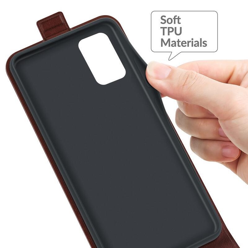 Vertical PU kožené peněženkové pouzdro na mobil Samsung Galaxy A03s (166.6 x 75.9 x 9.1mm) - hnědé