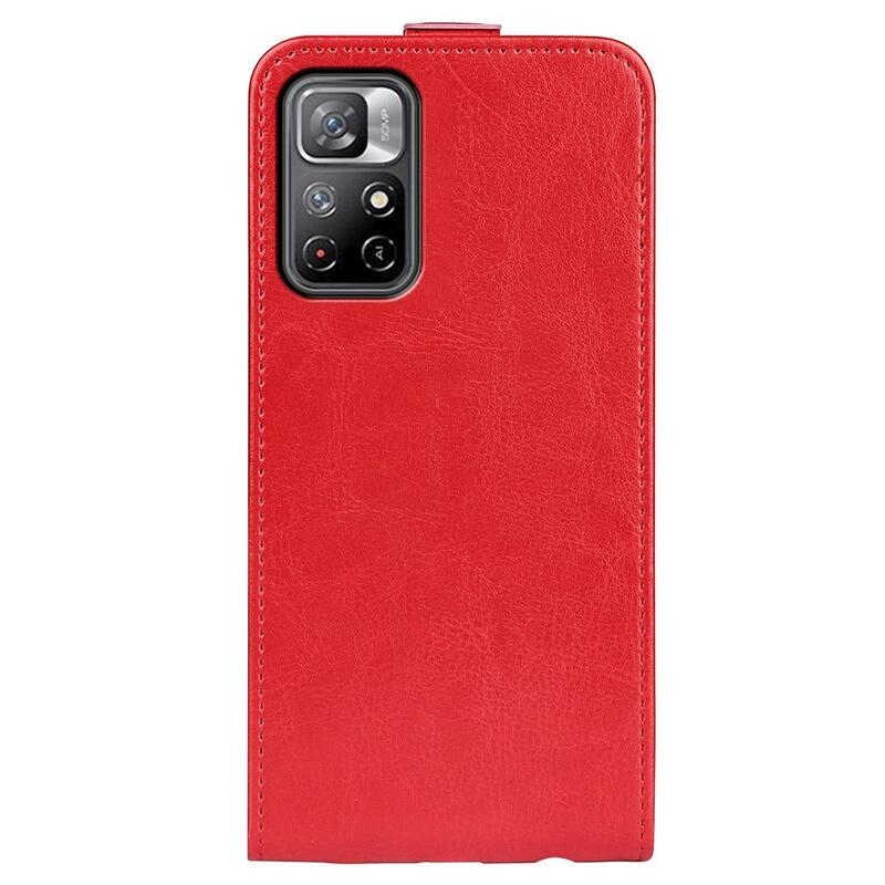 Vertical PU kožené peněženkové pouzdro na mobil Xiaomi Poco M4 Pro 5G/Redmi Note 11S 5G - červené
