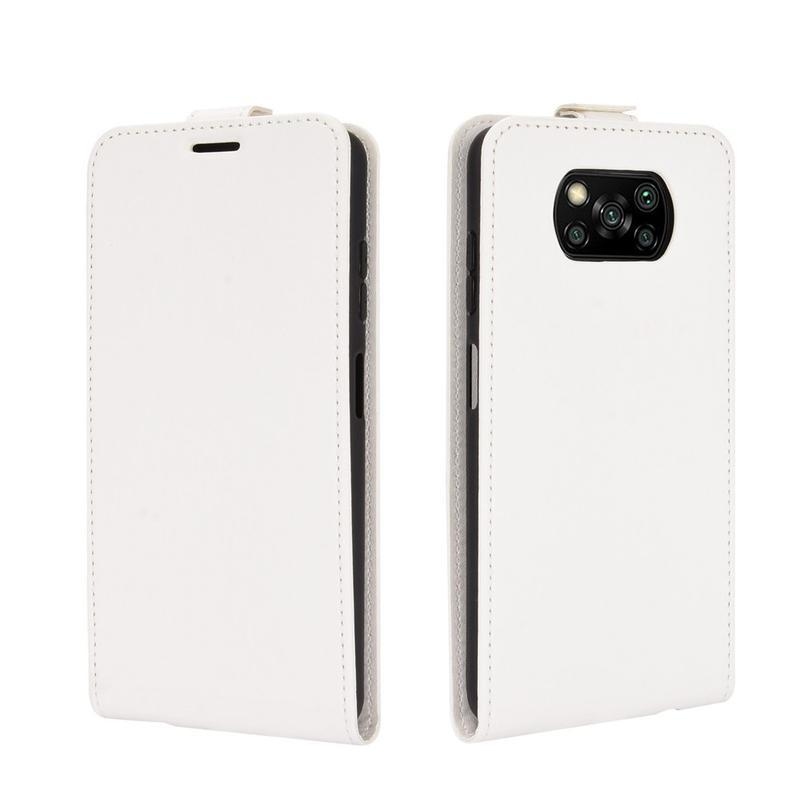 Vertical PU kožené peněženkové pouzdro na mobil Xiaomi Poco X3/X3 Pro - bílé
