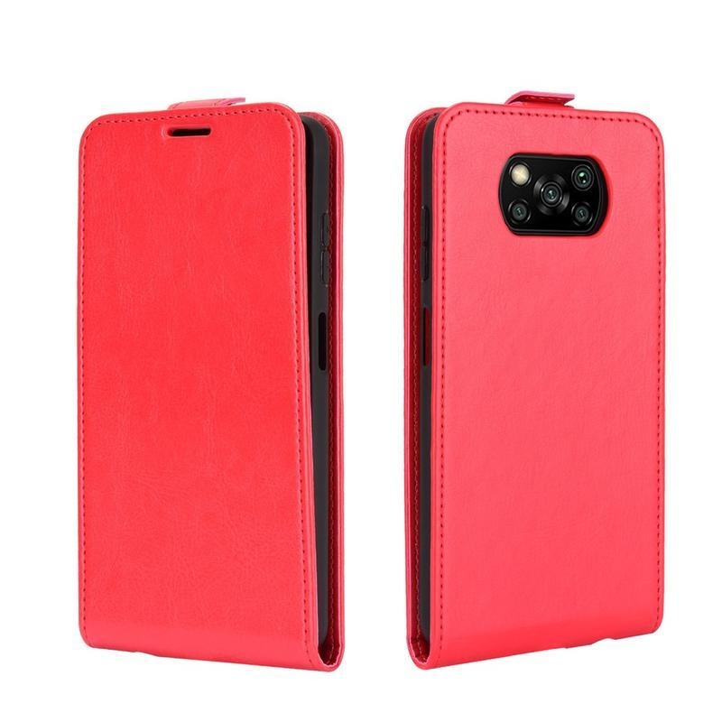 Vertical PU kožené peněženkové pouzdro na mobil Xiaomi Poco X3/X3 Pro - červené