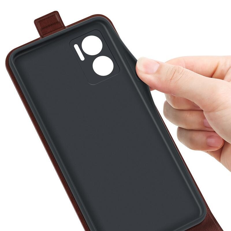 Vertical PU kožené peněženkové pouzdro na mobil Xiaomi Redmi 10 5G - hnědé