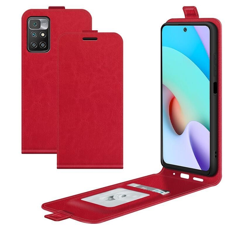 Vertical PU kožené peněženkové pouzdro na mobil Xiaomi Redmi 10/Redmi 10 (2022) - červené