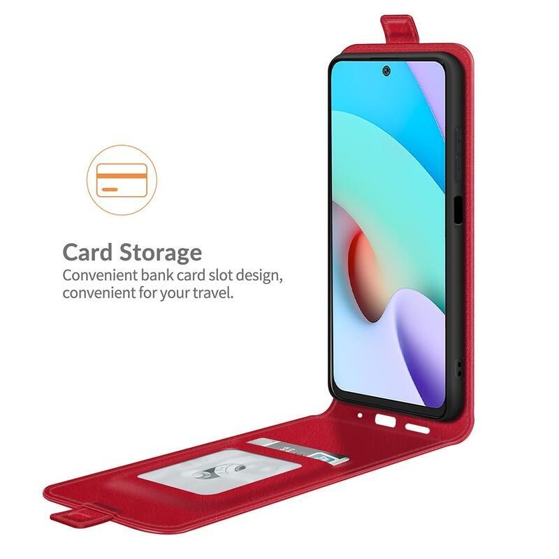 Vertical PU kožené peněženkové pouzdro na mobil Xiaomi Redmi 10/Redmi 10 (2022) - červené