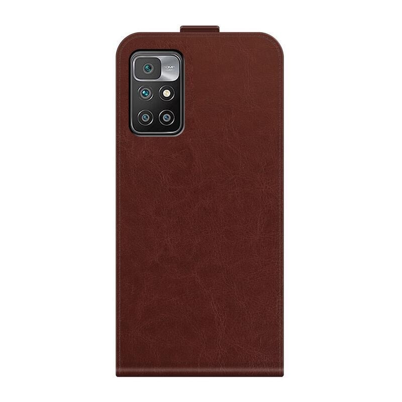 Vertical PU kožené peněženkové pouzdro na mobil Xiaomi Redmi 10/Redmi 10 (2022) - hnědé