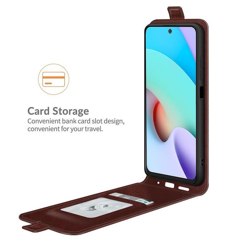 Vertical PU kožené peněženkové pouzdro na mobil Xiaomi Redmi 10/Redmi 10 (2022) - hnědé