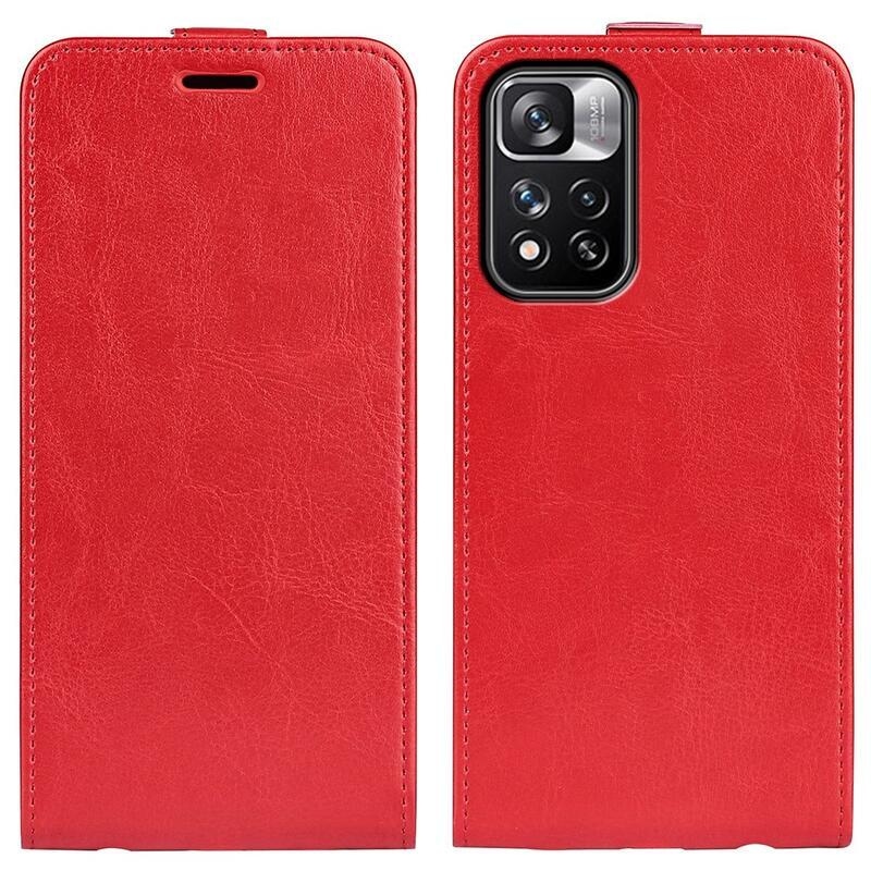 Vertical PU kožené peněženkové pouzdro na mobil Xiaomi Redmi Note 11 Pro+ 5G - červené
