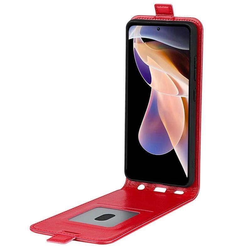 Vertical PU kožené peněženkové pouzdro na mobil Xiaomi Redmi Note 11 Pro+ 5G - červené
