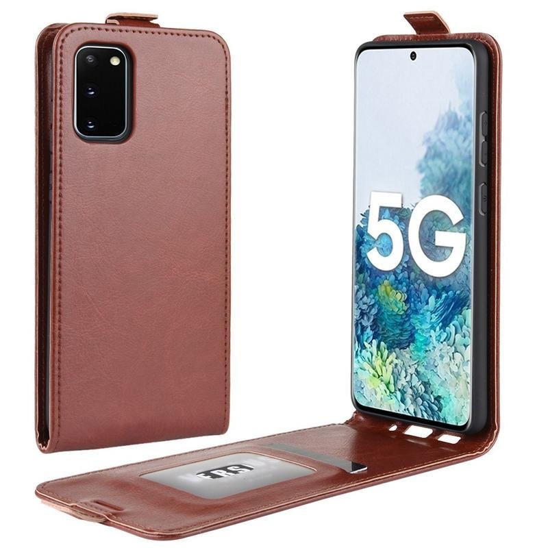 Vertical PU kožené peněženkové pouzdro pro mobil Samsung Galaxy S20 FE/S20 FE 5G - hnědé