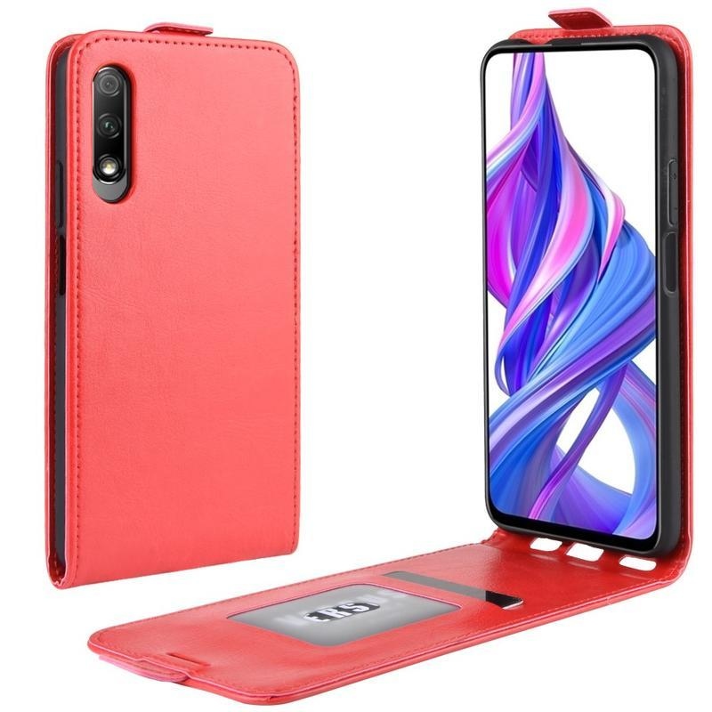 Vertical PU kožené pouzdro na mobil Huawei P Smart Pro (2019)/Honor 9X Pro - červené
