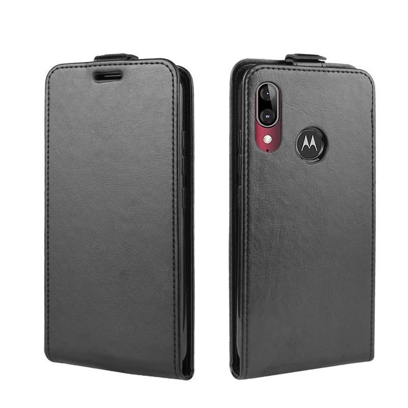 Vertical PU kožené pouzdro na mobil Motorola Moto E6 Plus - černé