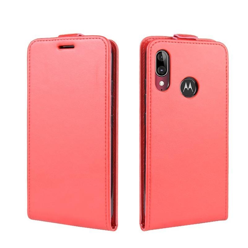 Vertical PU kožené pouzdro na mobil Motorola Moto E6 Plus - červené