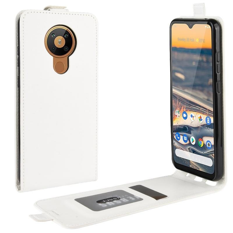 Vertical PU kožené pouzdro na mobil Nokia 5.3 - bílé