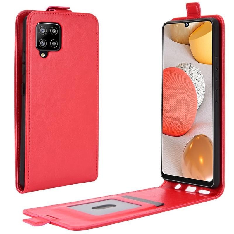 Vertical PU kožené pouzdro na mobil Samsung Galaxy A42 5G - červené