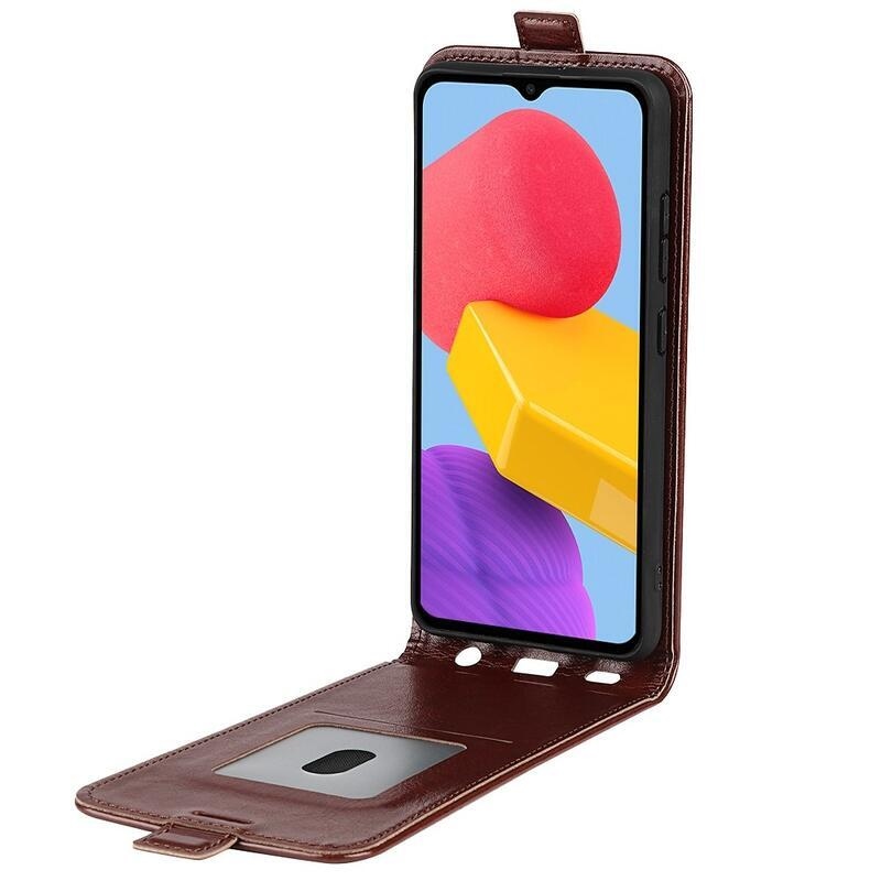 Vertical PU kožené pouzdro na mobil Samsung Galaxy M13 4G - hnědé