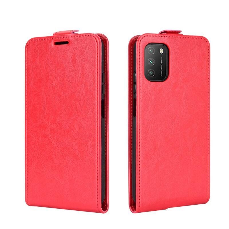Vertical PU kožené pouzdro na mobil Xiaomi Poco M3 - červené