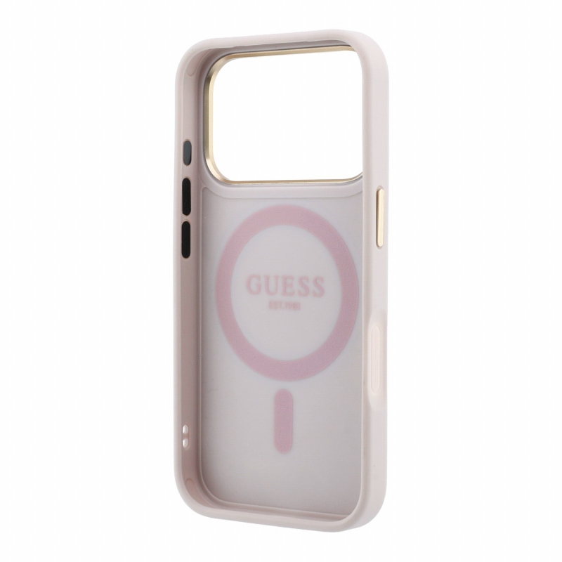 Guess PU 4G Ring Stand MagSafe Zadní Kryt pro iPhone 18 Pro Pink