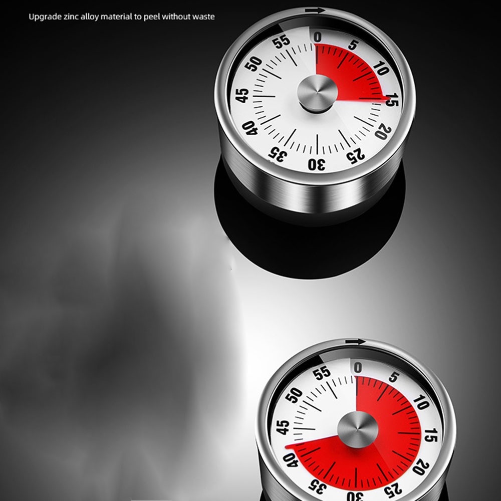 Mechanický kuchyňský časovač z nerezové oceli - bílý